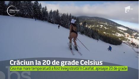 O tânără sexy a încins pârtia din Arieşeni. A schiat doar în costum de baie!