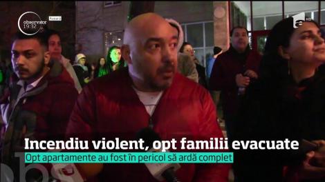 Incediu violent provocat de o femeie izgonită din casă de sora ei. Opt familii au fost evacuate