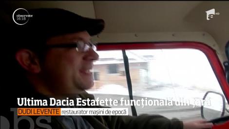 Ultima Dacia Estafette functională din țară. Oricine este fascinat să-i descopere structura neobişnuită. Maşina este o bijuterie: "Când o demontam, am găsit în spate un fel de carte de vizită"