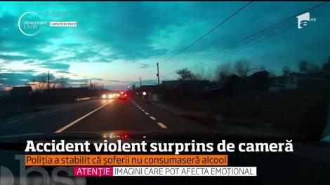 Un accident rutier de o violenţă teribilă a fost surprins de camera de bord instalată pe una dintre maşinile implicate