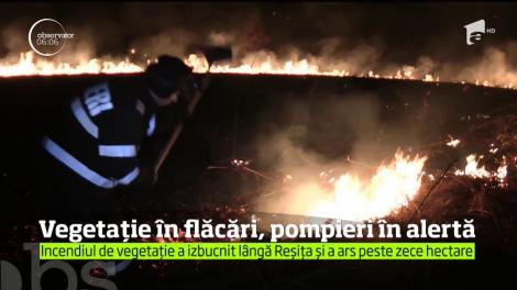 Un incendiu puternic de vegetaţie i-a ţinut în alertă pe pompierii din Caraş-Severin, la cumpăna dintre ani!