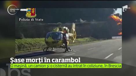Scene de groază, pe o autostradă din Italia, după ce o cisternă a luat foc. Șase persoane au murit, printre care DOI COPII!