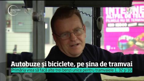 Autobuze și biciclete, pe șina de tramvai