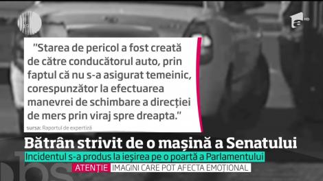 Imagini șocante! Bătrân strivit de o mașină a Senatului