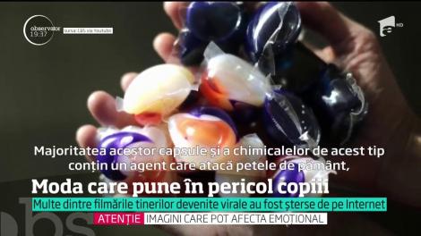 Atenție, părinți! O nouă provocare periculoasă face ravagii pe internet. Copii se filmează în timp ce muşcă din capsule de detergent!