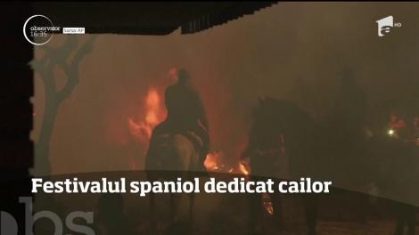 Festival spectaculos într-un orăşel din Spania, unde peste 100 de spaniol au trecut călare prin foc!