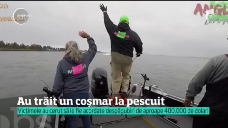 Au trăit un coșmar la pescuit. Cele trei persoane fac semne disperate pentru a fi văzute