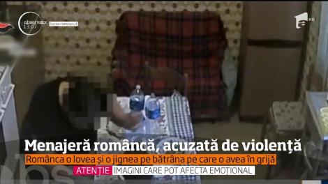 Imagini ȘOCANTE. O româncă angajată în Italia o bate cu bestialitate pe bătrâna de care avea grijă!