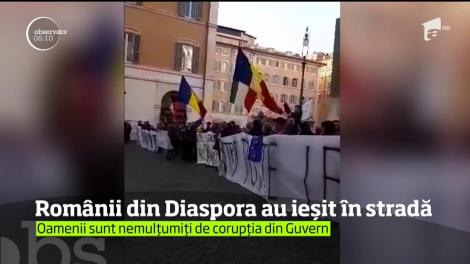 Românii din Diaspora au scandat împotriva coaliţiei de guvernare