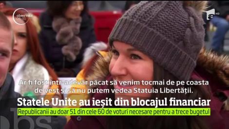 Blocajul financiar al guvernului Statelor Unite a durat numai trei zile