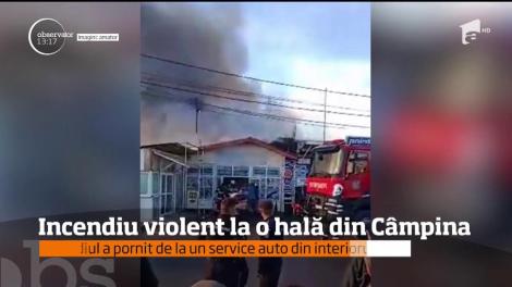 Incendiu de proporţii la un service auto din apropierea autogării din Câmpina!