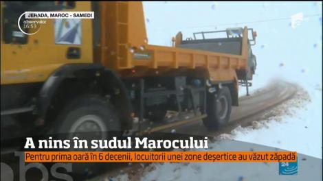 Fenomen foarte de rar în Maroc! Pentru prima oară în 60 de ani, zăpada s-a aşternut în două oraşe din sudul ţării