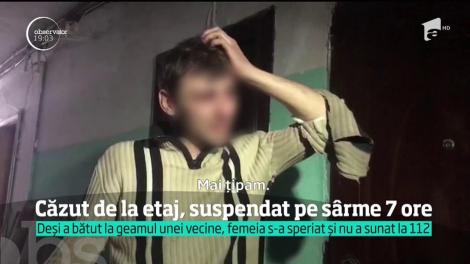 Un bărbat a privit moartea în faţă timp de șapte ore!  A stat suspendat, la câţiva metri deasupra pământului, agăţat de un suport de rufe