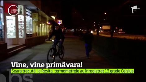 Primăvara s-a instalat deja la Reşiţa. Seara trecută, termometrele au arătat 13 grade cu plus