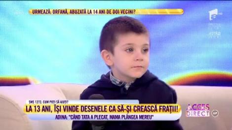 Adina Ion, fetița care își vinde desenele ca să-și ajute frații: "După ce a plecat tata, mama a plâns mereu!"