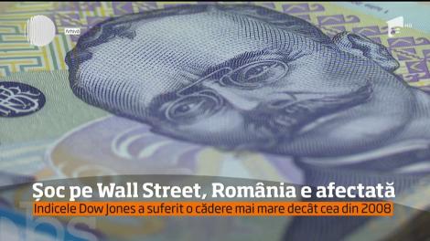 Șoc pe Wall Street, România e afectată. Indicele bursier Dow Jones a suferit o cădere mai mare decât în 2008