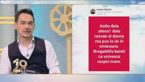 Răzvan şi Dani amenintați pe Facebook de un agramat!: "Astia dala atena1 dala razvan si danny ma pus la iei in emiesune. Bregatitifa baieti ca urmeaza razpoi mare"