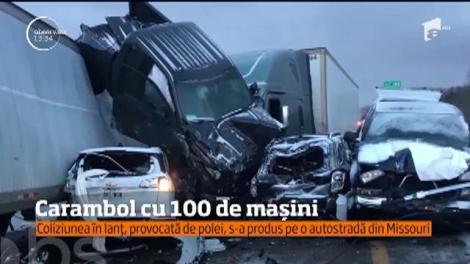 Carambol cu 100 de mașini pe o autostradă din SUA. O femeie şi-a pierdut viaţa, iar alte 11 persoane au fost rănite