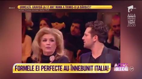 Andreea Sasu, românca focoasă care a ridicat temperatura în platoul "Guess my Age" din Italia. Bikini minusculi, un bust generos și o privire fierbinte: "Deci, este majoră?"