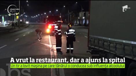 Un şofer băut din Mehedinţi a vrut să ajungă la un restaurant, dar a ajuns la spital