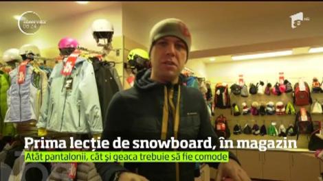 Prima lecţie de snowboard pentru Daniel Osmanovici, în magazin