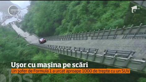 Un șofer de Formula 1 a şocat o lume întreagă după ce a urcat 999 de trepte cu un SUV