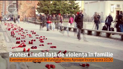 Protest inedit față de violența în familie