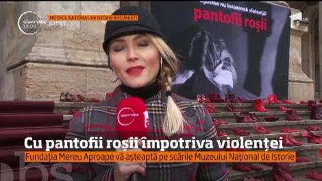 De Ziua Iubirii, stop violenţei în familie! Protest cu 'pantofi roşii'  la Muzeul Naţional de Istorie