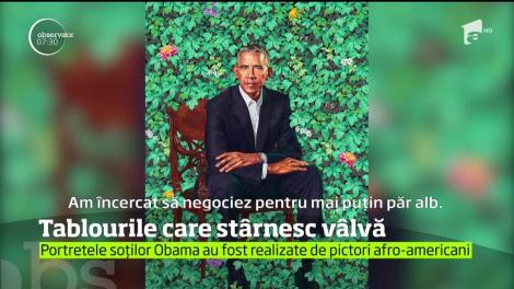 Strălucitori în viaţa lor publică, fostul preşedinte american, Barack Obama si soţia lui, Michelle, atrag atenţia chiar şi în artă