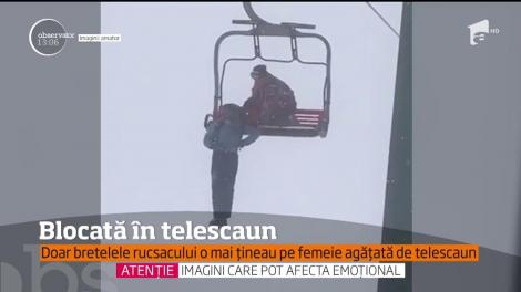 Incident şocant în staţiunea Şureanu! O turistă a rămas blocată în telescaun după ce rucsacul pe care îl avea în spate s-au agăţat de instalație