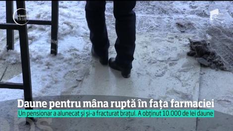 Daune de 10 mii de lei pentru mâna ruptă în fața farmaciei