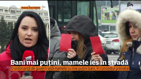 Bani mai puțin pentru mame în concediul prenatal, protest în Piaţa Victoriei