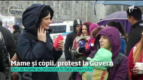 Mame și copii, protest la Guvern