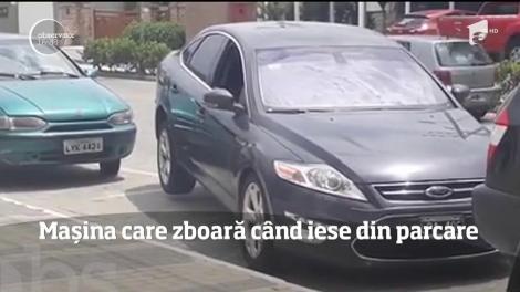 O şoferiţă profesionistă din Brazilia a reuşit să îşi scoată maşina din parcare în zbor