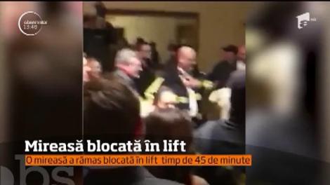 O mireasă din Statele Unite a rămas blocată în lift timp de 45 de minute