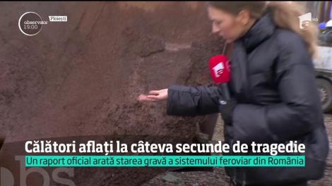 Sute de călători au fost la câteva secunde de dezastru: o pasarelă veche s-a prăbuşit peste o cale ferată din Ploieşti