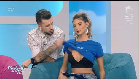 Imagini incendiare, "între prieteni". Într-un moment de rătăcire și curiozitate, Ristei i-a ridicat tricoul Ramonei, în direct: "Ne luăm amendă"