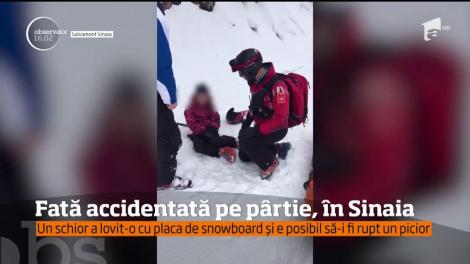 Accident pe pârtia de schi, în Sinaia. O fetiţă de 9 ani, din Bucureşti, a fost lovită cu placa de snowboard de un turist care mergea cu viteză