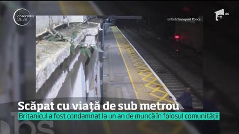 Un englez în stare de ebrietate a fost filmat când a coborât de pe peron, în zona şinelor, într-o staţie de metrou din Essex