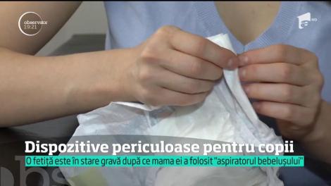 O fetiță din Botoșani este în stare gravă după ce mama ei a folosit "aspiratorul bebelușului"