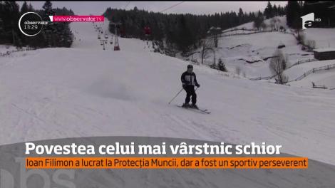 La 73 de ani, un bărbat din Borşa schiază câteva ore pe zi!