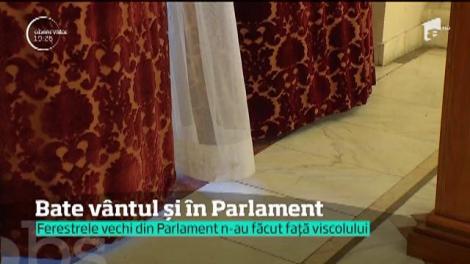 Casa Poporului n-a făcut faţă viscolului. Vântul puternic a răzbit printre ferestrele vechi. Cum au reacţionat politicienii