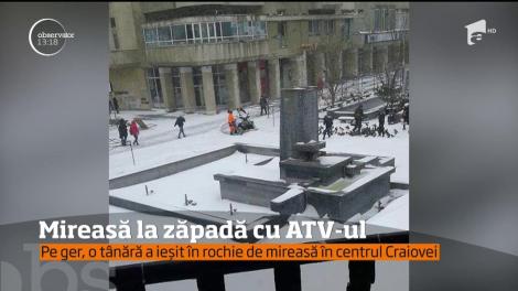 În Craiova, la minus 7 grade, o mireasă a ieşit la plimbare cu ATV-ul! Fotografiile au devenit VIRALE pe internet!