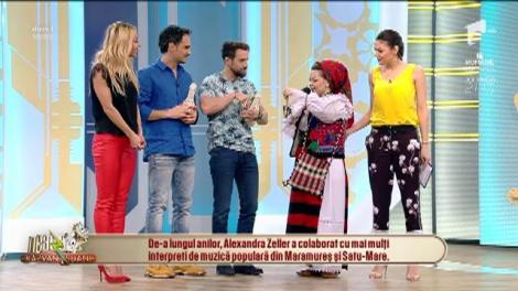 Venită direct din Maramureș, frumoasa artistă Alexandra Zeller le-a adus matinalilor &bdquo;compot de prune&rdquo;, iar vecinelor, c&acirc;te o trăistuță