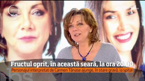 Roxana Baicu Popovici, cel mai controversat personaj din serialul "Fructul oprit". Carmen Tănase: "Îmi e foarte dragă, chiar dacă nu semăn cu ea (...) Nu știu dacă mor, diseară"