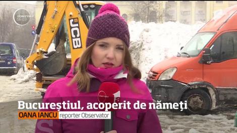 Bucureștiul, acoperit de nămeți! Zăpada adunată de pe străzi este topită cu ajutorul utilajelor