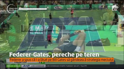 Roger Federer și miliardarul Bill Gates, pereche pe teren la un meci caritabil