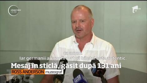 Mesaj în sticlă, găsit după 131 de ani pe o plajă din Australia