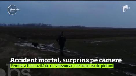 Accident mortal surprins pe camere în Găeşti! O femeie a fost spulberată pe o trecere de pietoni