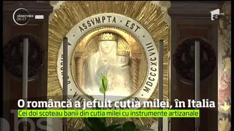 Păreau a avea pioșenie creștină, dar banul, ochiul dracului, i-a ispitit! O rom&acirc;ncă şi un cetăţean din Republica Moldova, arestaţi &icirc;n Italia, după ce au furat bani din cutia milei